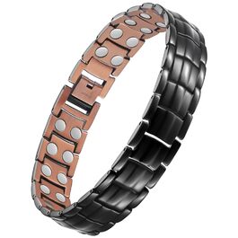 Масивне браслет з міді для чоловіків Jecanori, регульований розмір, магнітний браслет з 3500 Гаусс, подарункова коробка чорного кольору