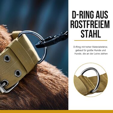 OneTigris Пояс для собак 5 см з ручкою та патчем, великі породи (XL, Коричневий)