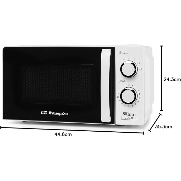 Мікрохвильова піч Orbegozo MI 2115, 21 літр, 700 Вт, біла, без грилю