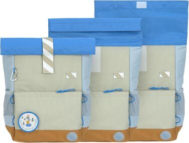 Дитячий рюкзак LÄSSIG з нагрудним ременем, 12 літрів, водонепроникний, Rolltop, зелений/блакитний