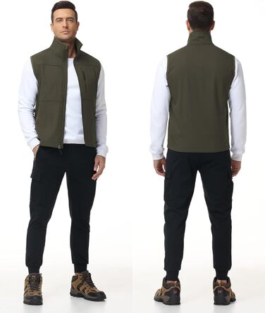 Чоловіча куртка Weste Outdoor з софтшелю, водонепроникна та вітронепроникна, bodywarmer, флісова підкладка, для піших прогулянок, колір: хакі (S)