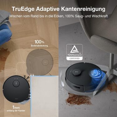 Робот-пилосос ECOVACS DEEBOT T30S PRO OMNI з функцією миття, 11000 Па, технологія ZeroTangle, миття гарячою водою 70°C, TruEdge™ для прибирання кутів, акумулятор 6400 мАг, уникнення перешкод за допомогою AI