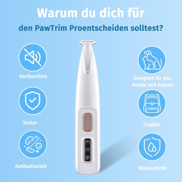 Триммер для собак Paw Trim Pro: безшумна обрізка подушечок лап з LED-підсвічуванням
