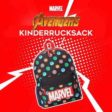 Дитячий рюкзак Marvel Spiderman з героями Marvel: Avengers, Iron Man. Ідеальний для школи та як подарунок. Чорний, 40x30x16 см