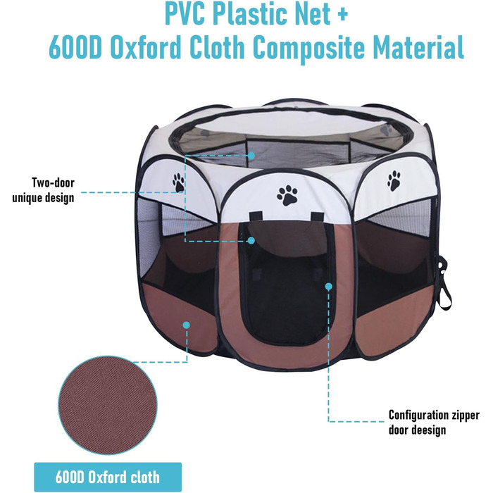 Вольєр для тварин Faltbar (складний) 74x74x43 см - вольєр для собак, котів, кроликів та інших дрібних тварин. Оксфордська тканина, Pop-up система, для використання в приміщенні та на вулиці