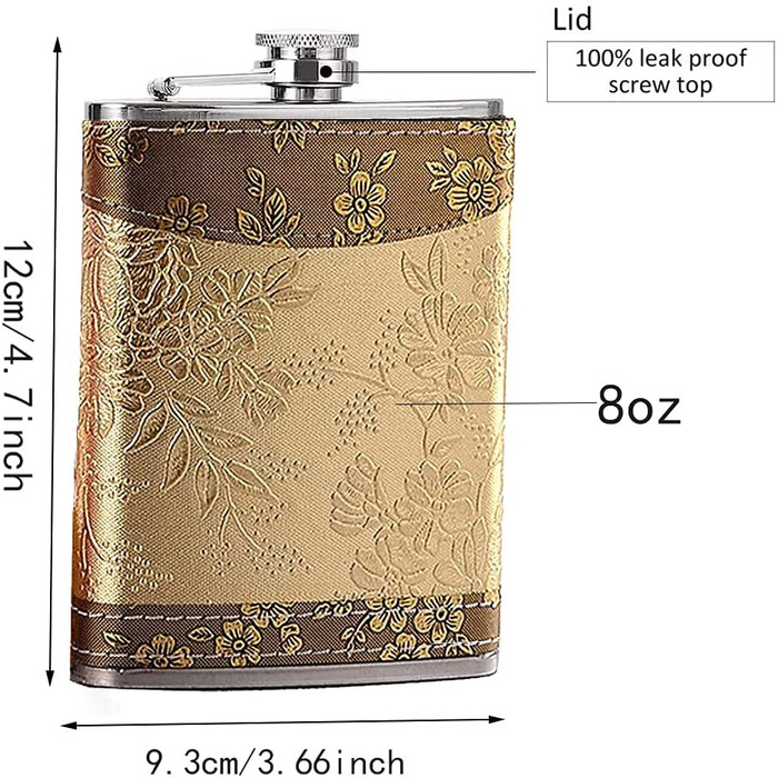 Металева фляга 8oz з нержавіючої сталі, набір фляга + воронка, подарункова коробка (Золото)