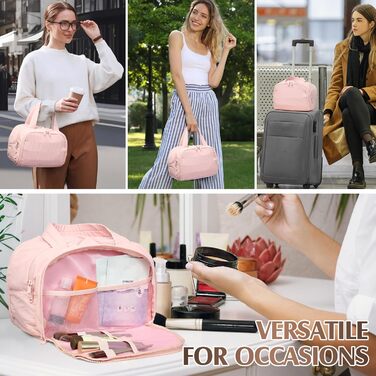 Кultурний мішечок Axcone для подорожей: великий, легкий, зручний органайзер для косметики та туалетних аксесуарів (рожевий)