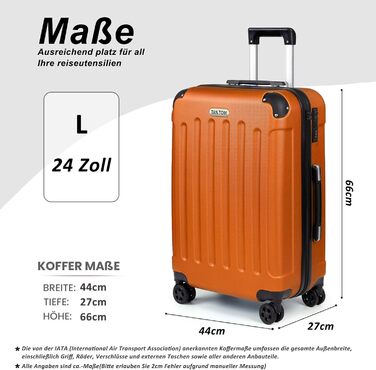 Чемодан ручної поклажі TANTOI, валіза на колесах, жорсткий корпус, кодовий замок, телескопічна ручка, валіза для подорожей та ділових поїздок (світло-оранжевий, L)