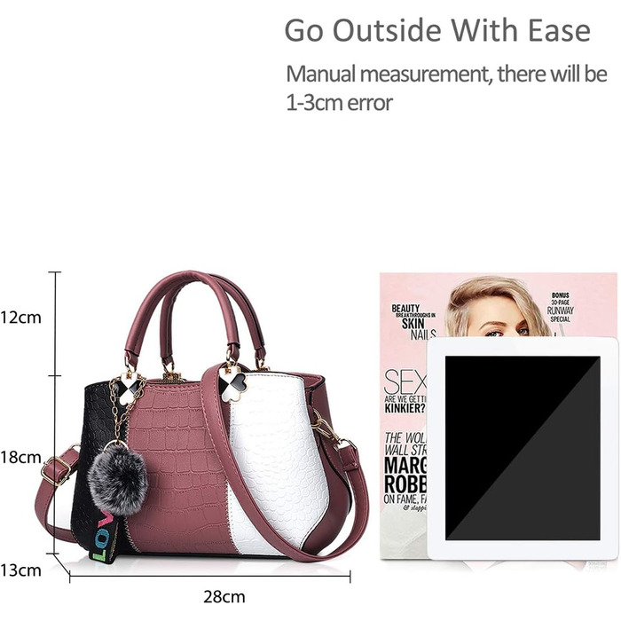 Сумка жіноча NICOLE & DORIS 2025 шкіряна чорна з пухнастим брелоком та знімним ремінцем через плече