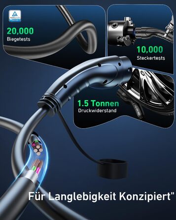 Кабель для зарядки електромобіля Evjuicion Typ 2 Schuko, 3.68kW, 6м, 16A, з індикатором, IP67, для ID.3/4, X1, 5ER, Model Y/3 та інших електромобілів