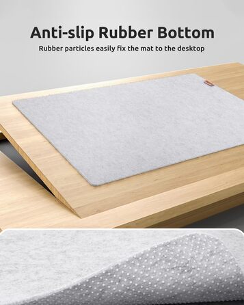 Килимок для столу YSAGi з фетру 90x40 см, антиковзкий, для миші та клавіатури, офіс/домашній офіс, світло-сірий