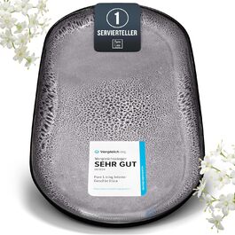 Сервірувальна тарілка Steingut Ibiza (велика), сіра - Pure Living. Тарілка для сервірування, кераміка, овальна.