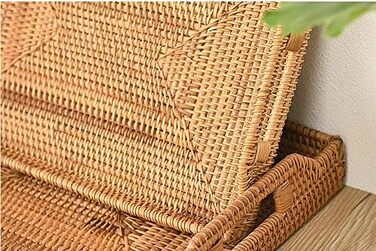 Rattan Serving Tray with Handles, Rectangular Tray from Rattan for Breakfast, Drinks, Snacks for Eating/Coffee Table (43 cm)