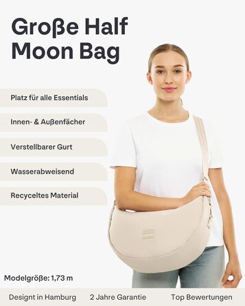 Сумка через плече Johnny Urban Ally Medium Grau (10л) - Місячна форма, водонепроникна, регульований ремінець