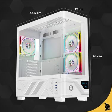 Корпус для ПК Empire Gaming ECM252 Mid Tower з цифровим дисплеєм (температура CPU/GPU, RPM) - 3 ARGB вентилятори - ATX/Micro-ATX/ITX - USB C