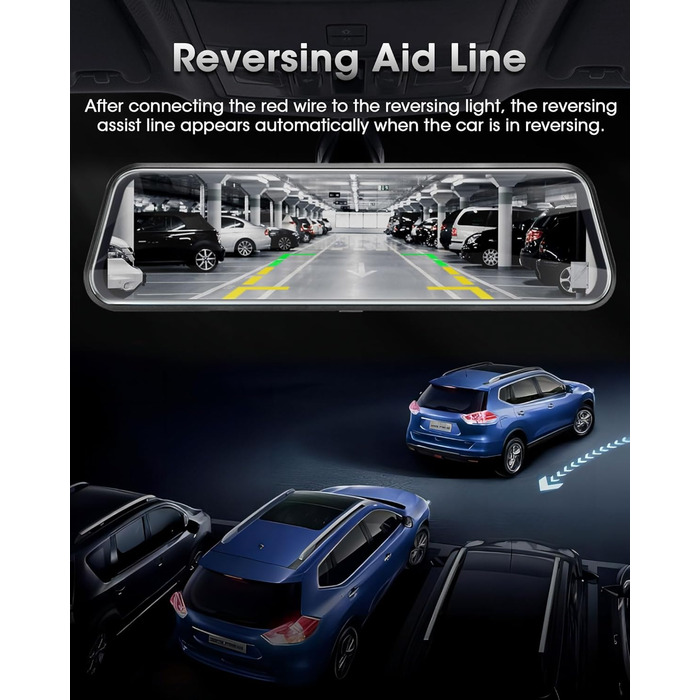 Дзеркало-відеореєстратор з камерою заднього виду Dual 1080P, 10