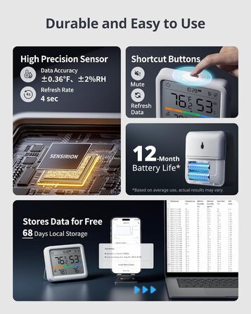 SwitchBot Bluetooth Weather Station with Outdoor Sensor, Hygrometer Thermometer Indoor, Temperature Sensor with Outdoor Thermometer, Time/Date/Weather Forecasts (SwitchBot Hub required) Weather Station (Bluetooth)