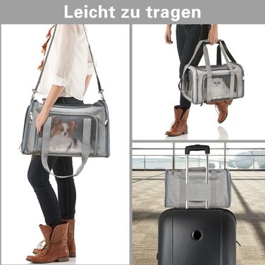 Транспортна сумка для кота та собаки, складана переноска для домашніх тварин середнього розміру (сіра) 43 x 28 x 28 см