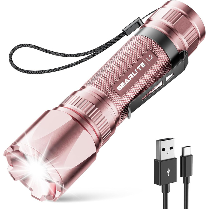 Ліхтар налобний LED Gearlite, перезарядна суперяскрава тактична рукавичка з функцією зуму, 3000 люмен, 3 режими світла, водонепроникний IP65, для кемпінгу, риболовлі, активного відпочинку, надзвичайної ситуації (рожевий, 1 шт.)