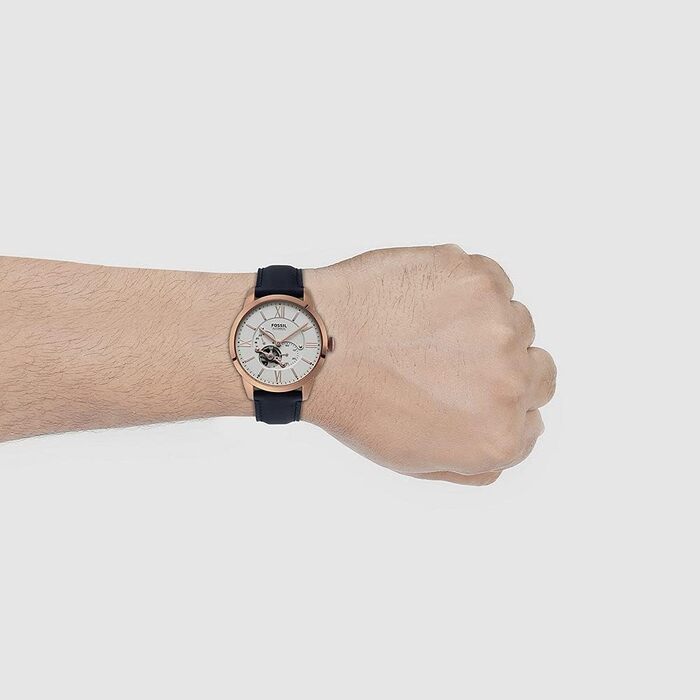 Годинник Fossil Townsman для чоловіків: механічний автомата з нержавіючої сталі або шкіряним ремінцем (44 мм, білий)