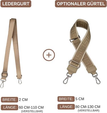 Жіноча сумка Brise Art Bauchtasche Lucia з натуральної шкіри: стильна поясна/кросбоді сумка з трьома відділеннями, зроблена в Італії (Чорний/Taupe)