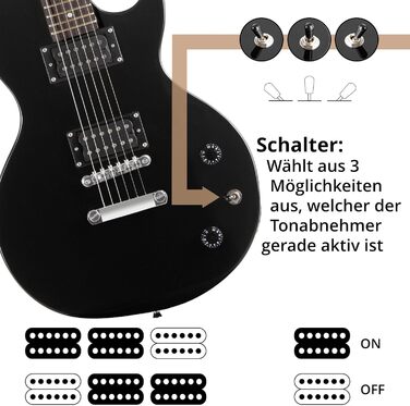 Електрогітара Rocktile LP-100 BL Black SET: Gigbag, Підставка, Струни, Тюнер, Медіатори