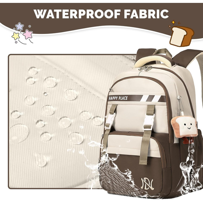 Шкільний рюкзак IvyH для дівчаток, водонепроникний, для 5-9 класів, з нейлону, велика місткість, зелений (хакі)