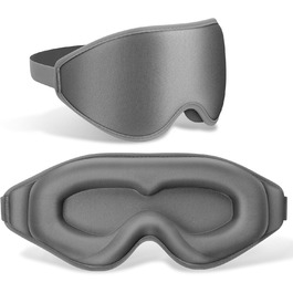 Маска для сну FlyCoco з повним блокуванням світла, 3D-контур, нульовий тиск, для догляду за віями, з регульованими ремінцями, сіра