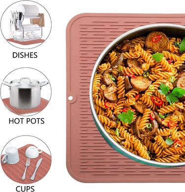 Килимок для посуду WXFLGH 40x30 см, силіконовий, термостійкий, неслизький, рожевий