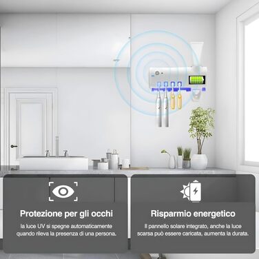 Тримач для зубних щіток S.I.C з УФ-дезінфекцією, LED-підсвіткою та дозатором пасти, для 4 щіток (білий)