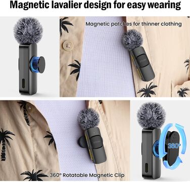 Бездротовий петличний мікрофон з 4 режимами запису для телефону, iPhone, Android та ПК – міні-мікрофон для відео, Vlog, TikTok, YouTube, стрімінгу та інтерв'ю L3