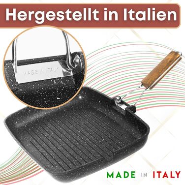 Гриль-пательня NAMAI алюмінієва лита 36x24 см, антипригарна, для газового гриля, чорна, виготовлено в Італії