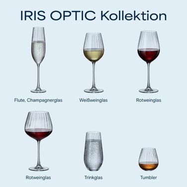 Кришталеві бокали для шампанського Crystal Bohemia - набір 6 шт, об'єм 260 мл, стійкі до миття в посудомийній машині, довговічні та стійкі до подряпин - Елегантні склянки з кришталевого скла - Ідеальний подарунок для шампанського гурмана (Red Wine 500ml)