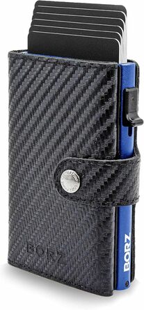 Стильне шкіряне портмоне MAXUS MAGNETIC 2 з відділенням для монет та AirTag, RFID захистом, для карток та грошей, синього кольору