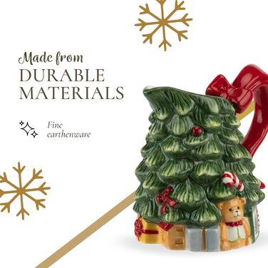 Spode Sugar and Creamer Set with Christmas Tree, Figurine Tree, 209 ml creamer and 150 ml sugar bowl with lid, festive tea and coffee set, dishwasher safe, ceramic tableware.