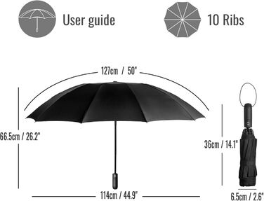 Чоловічий парасолька від дощу Conlun Kompakter, штормостійка, автоматична, чорна (2 шт., 117 см)