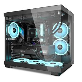 Корпус ПК Tower ATX C3T500 ARGB від PCCOOLER: 6 вентиляторів ARGB, підтримка RTX 40, подвійне скляне бокове вікно, чорний колір