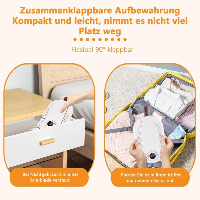 Електричний сушильник для взуття Vauki з УФ-стерилізацією, 360° циркуляцією повітря, таймером 90 хв, складний та компактний для дому та подорожей