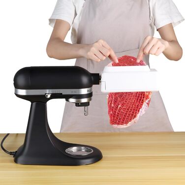 Насадка для KitchenAid – м'ясорубка HOMGEN з нержавіючої сталі, біла, для всіх моделей, м'ясокрут із зубчастими шестернями