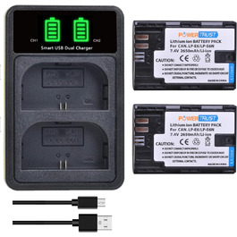 Акумулятор PowerTrust LP-E6/LP-E6N та зарядний пристрій для Canon EOS R5, R5 C, R6, R7, R, 60Da, 60D, 70D, 80D, 90D, 5DS R, 5Ds, 5D Mark II, 5D Mark III, 5D Mark IV, 6D, 6D Mark II, 7D, 7D Mark II