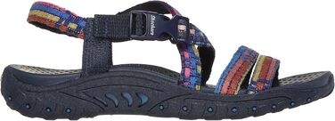Сандалі жіночі Skechers Reggae Sew Me Boho плетені з ремінцями, блакитно-різнокольорові, розмір 37.5 EU