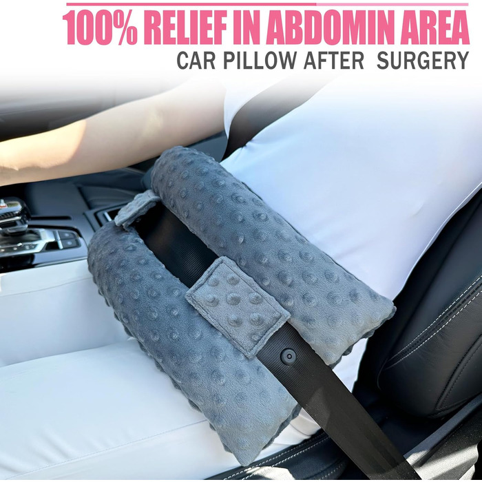 Hysterectomy Seat Belt Pillow after C-Section Pillow, Abdominal Surgery, Seat Belt Pillow with Pocket for Tummy Tuck, Hysterectomy, Recovery, a Must-Have for Patients, Gift, Minky Dot