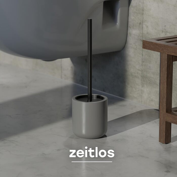 Набір для туалету SAVEGA: щітка для унітазу з нержавіючої сталі та силікону з антибактеріальною насадкою та тримачем (сірий)