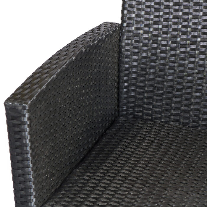 Outsunny 4-Piece Patio Furniture Set with 3 Sofas, Side Table, Cushions, and Aluminum Frame with Rattan-Like Wicker Finish in Black