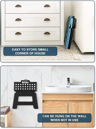 Складний табурет HOUSE DAY 22см, 2 шт. Чорний. Стійкий, антиковзкий, легкий, для дітей, кемпінгу, пікніка, дому