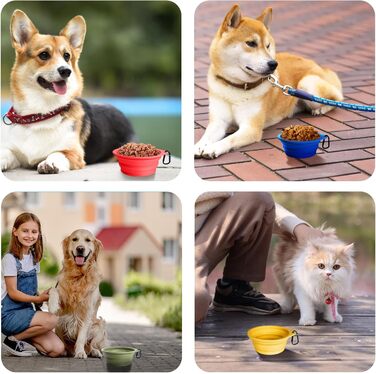 Складані миски для собак PetBonus, 2 шт. Силіконові миски для води та корму для собак, чорний та червоний (600 мл)