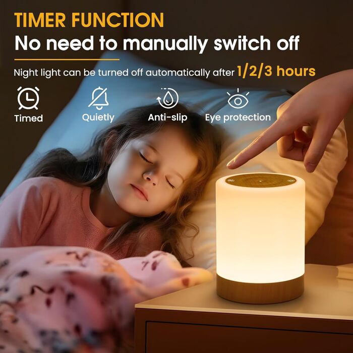 LED настільна лампа з сенсорним керуванням, диммуванням, акумулятором, 256 кольорів RGB, 5 режимів, таймером, пам'яттю, бездротова для спальні, дитячої кімнати, біла