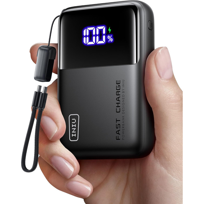 Портативний зарядний акумулятор INIU 100W 25000mAh з USB-C, для ноутбуків, телефонів, iPad, DJI, iPhone, в похід, у подорож, чорний