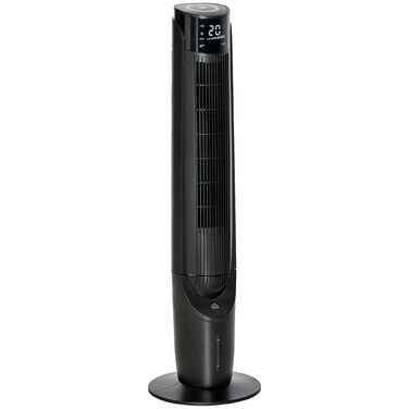 Вежа-вентилятор з водяним охолодженням HOMCOM 60W, зволожувач повітря, пульт, LED-дисплей, таймер 12 год, чорний Ø31,5 x 107 см