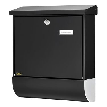 Поштова скринька Burg Wächter Vario ANT з газетницею та табличкою для імені, оцинкована сталь, формат DIN C4, 2 ключі, чорна (RAL 7016)